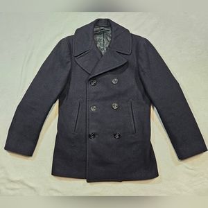 Vintage 70s Pembroke Wool Navy Issued Jacket 36R Dark Blue Peacoat